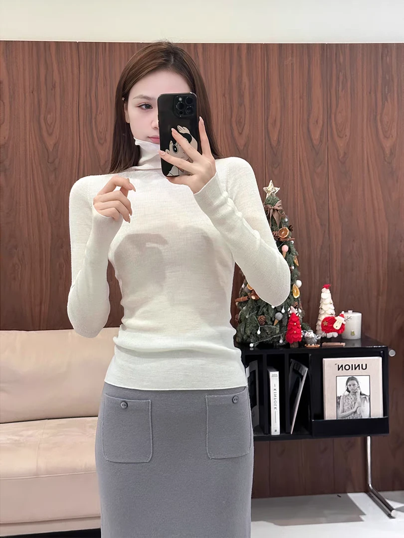 Madofit麻豆/MDM1159 内搭伴侣 18针无缝一体机羊毛堆堆领打底衫