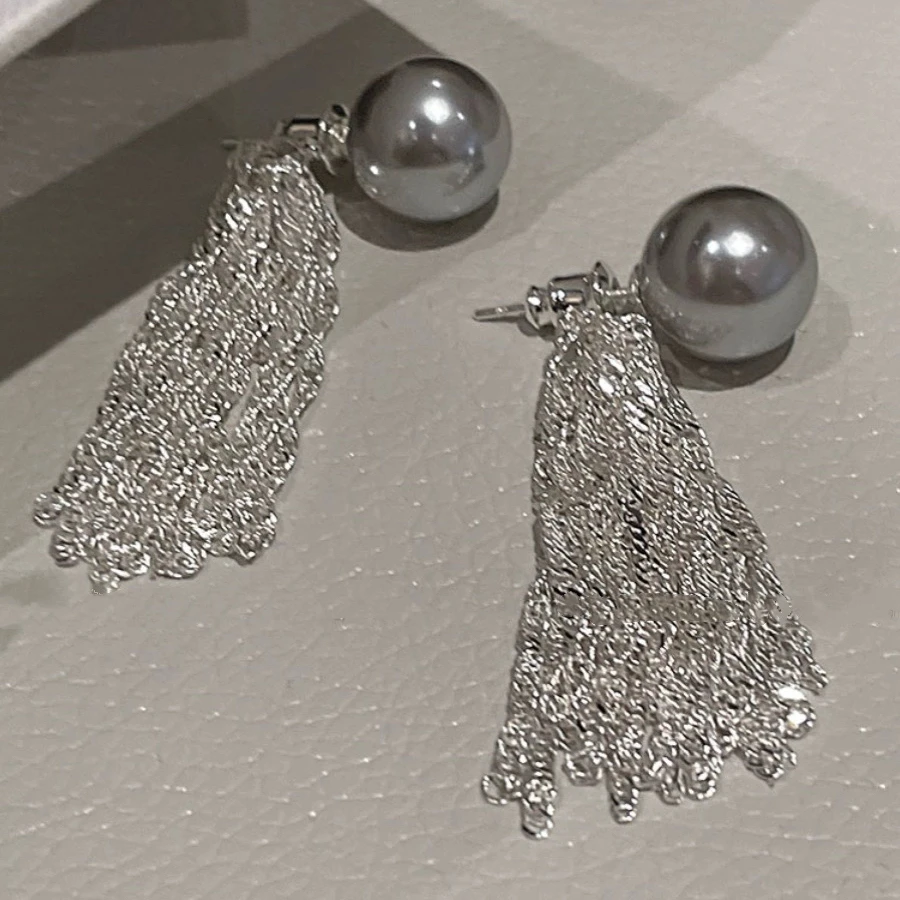 铜合金耳饰 【烟灰部落】一款两戴高级感流苏温柔耳饰 B37