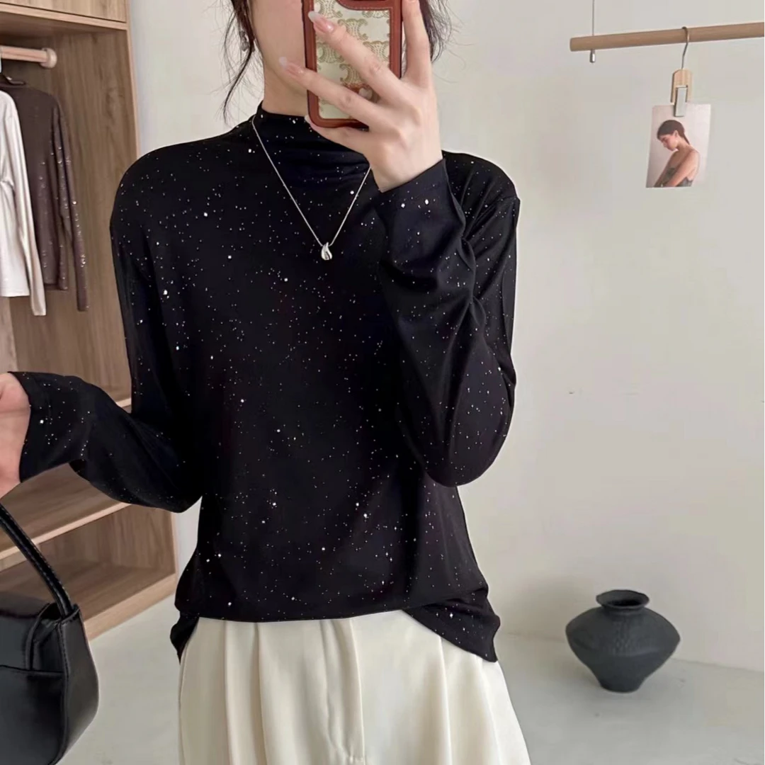 3321满天星秋款长袖季针织时尚休闲百搭圆领纯色显瘦洋气