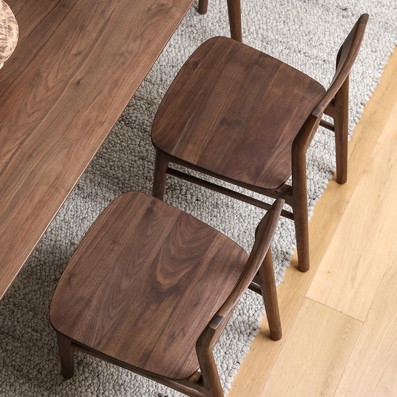 黑胡桃木 实木餐椅 椅子北欧简约实木餐椅 单人靠背椅原木餐椅