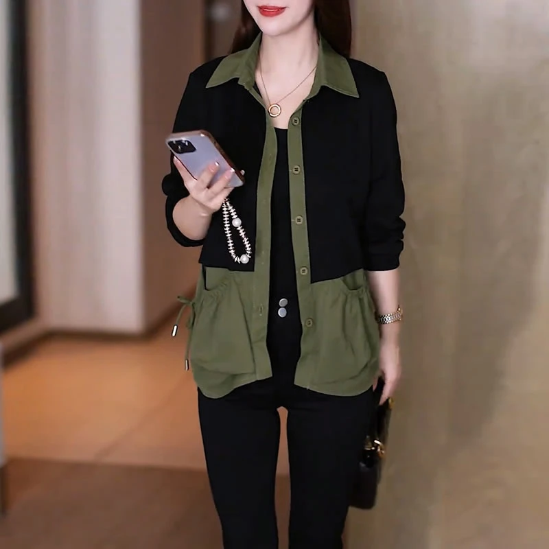 时尚百搭短款衬衣外套加绒加厚秋冬新款宽松显瘦小个子洋气上衣女