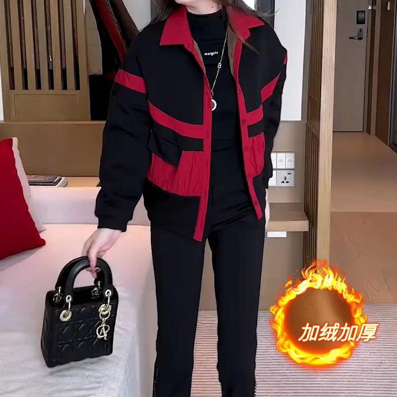 时尚洋气百搭宽松薄绒短款外套女2025秋季新款妈妈装减龄上衣外套