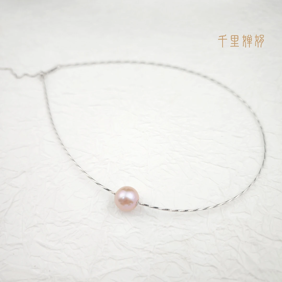 CJ2156-紫 【莲】S925银Ins欧美时尚珍珠吊坠18k贴片