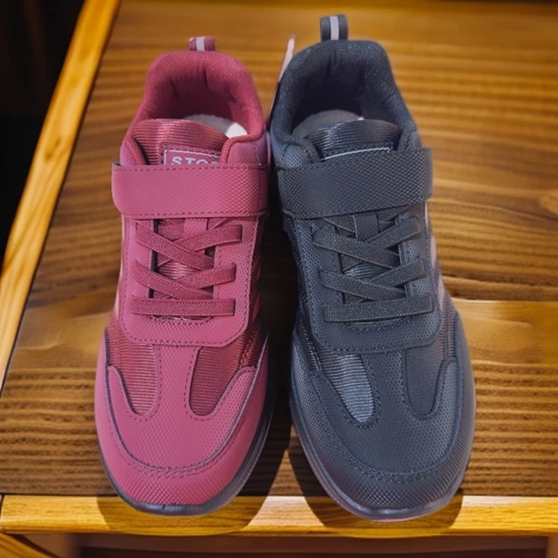 24年秋款透气粘带女健步鞋圆头平跟休闲鞋防水台妈妈鞋