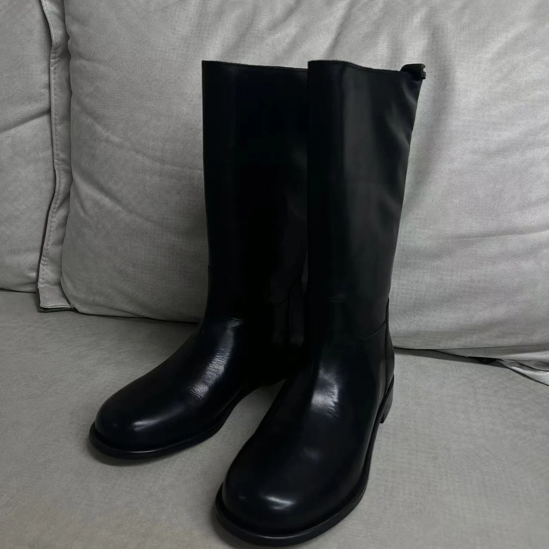 【ATAYI】2024早秋新款时尚百搭女士真皮中筒靴2399-6#