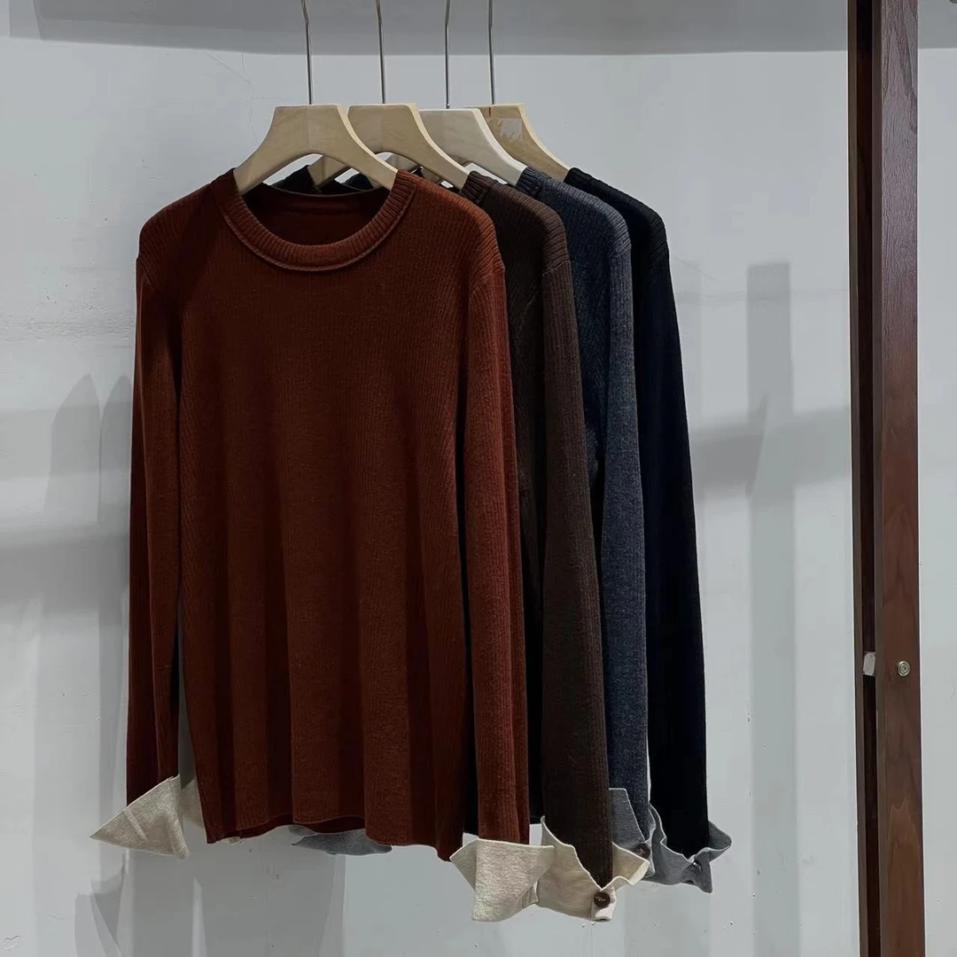 【ATAYI】2024秋季新款衬衫袖打底T恤长袖798#百搭女士百搭休闲