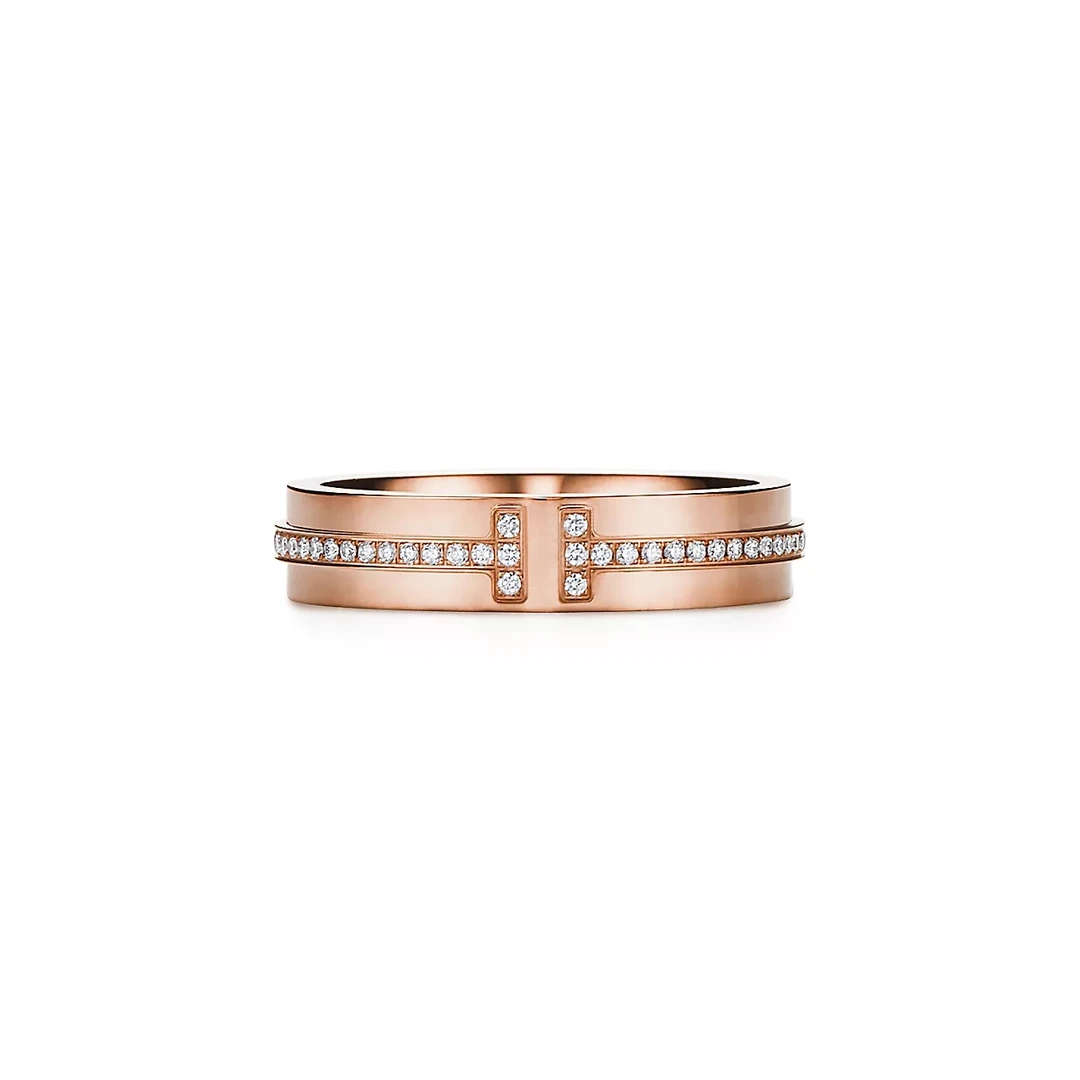 99新 Tiffany & Co./蒂芙尼 Tiffany T 镶钻窄式戒指