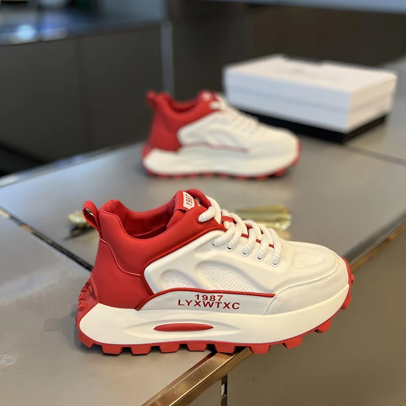 男鞋秋季时尚百搭男士厚底舒适透气运动老爹鞋增高软底潮流潮鞋男