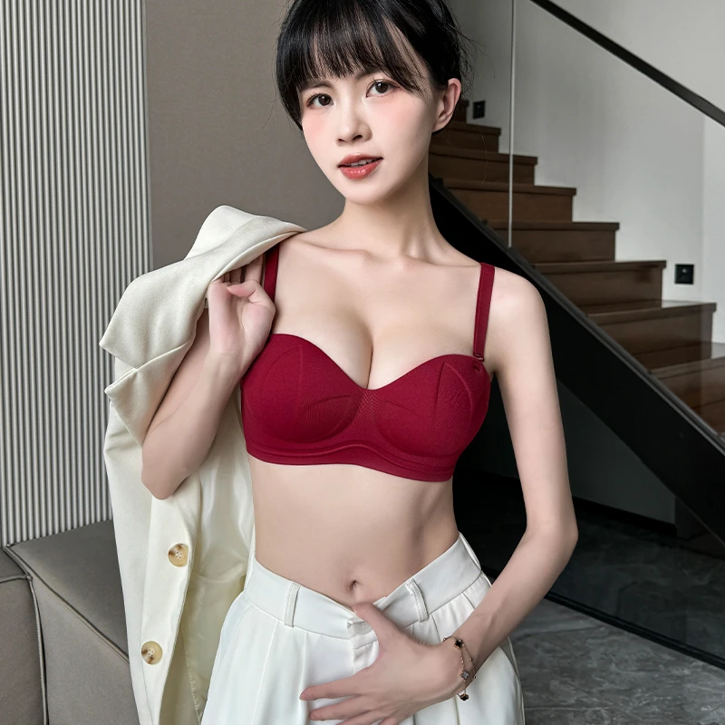 MiiOW/猫人2025夏季舒适文胸小胸显大聚拢无痕文胸套装女士