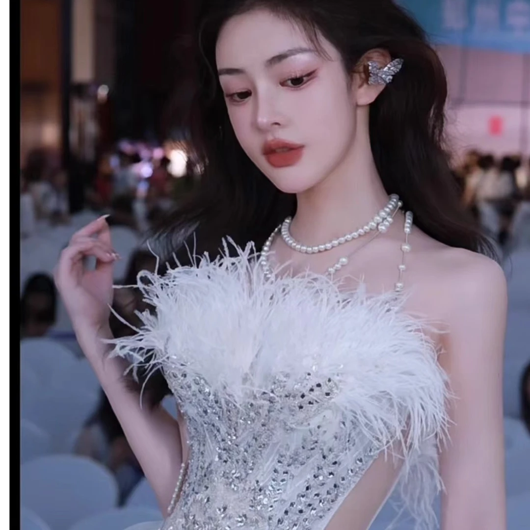 铜合金贝珠项链 仙女星球土星镶钻三层夸张项链网红爆款百搭项链