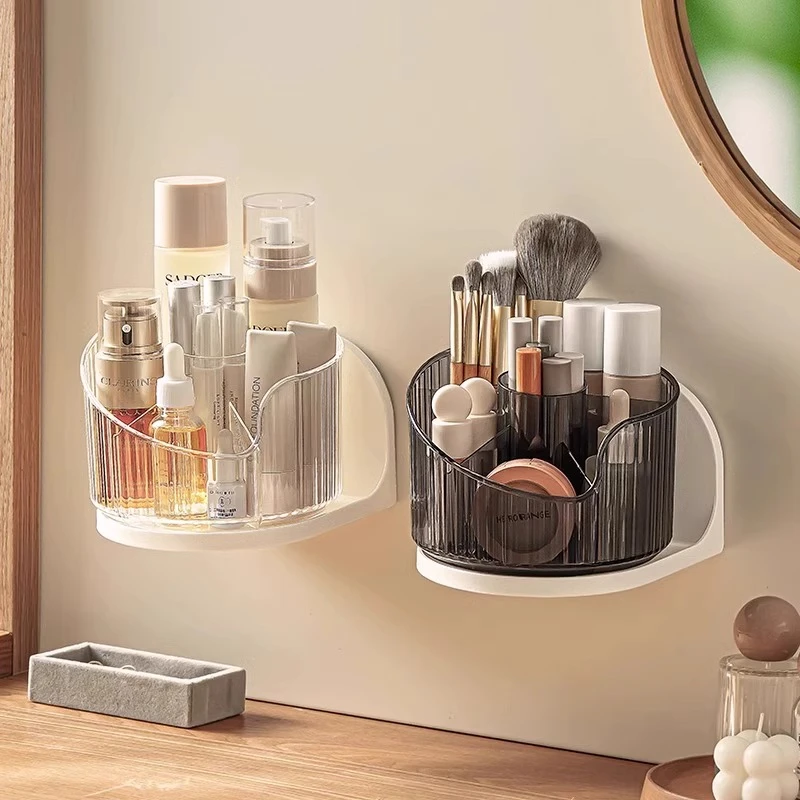 化妆品收纳盒旋转防尘化妆刷筒架子梳妆台口红眼影置物架桌面笔桶