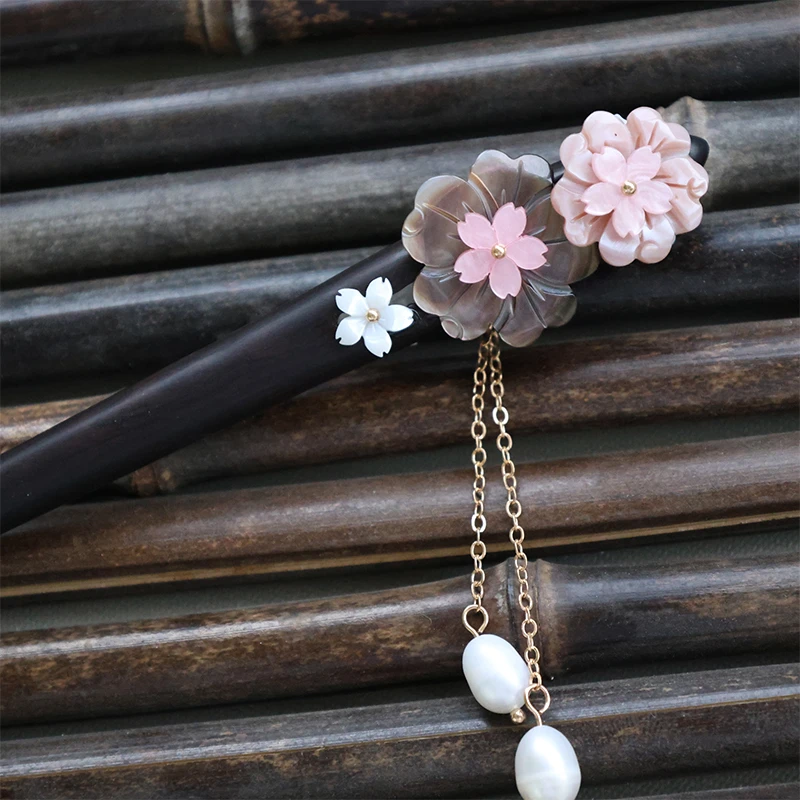 古风发簪旗袍头饰古装盘发配饰黑檀木簪灵溪