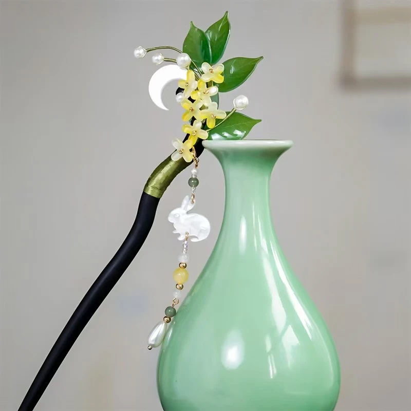 金栗黑檀发簪古风流行旗袍新中式国风