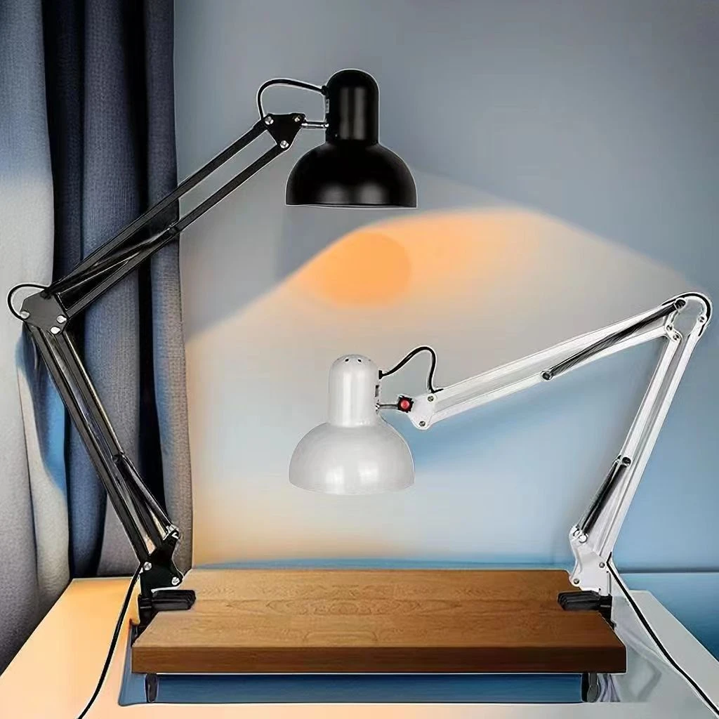 云珀简约美甲纹绣美式补光LED工作绘图学习插电式金属夹子台灯