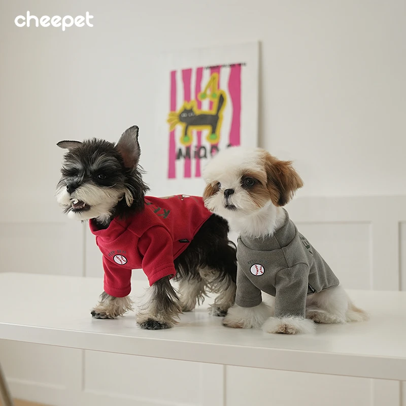 cheepet/趣派秋冬棒球小熊印花两腿衣雪纳瑞比熊小狗狗中领打底衫