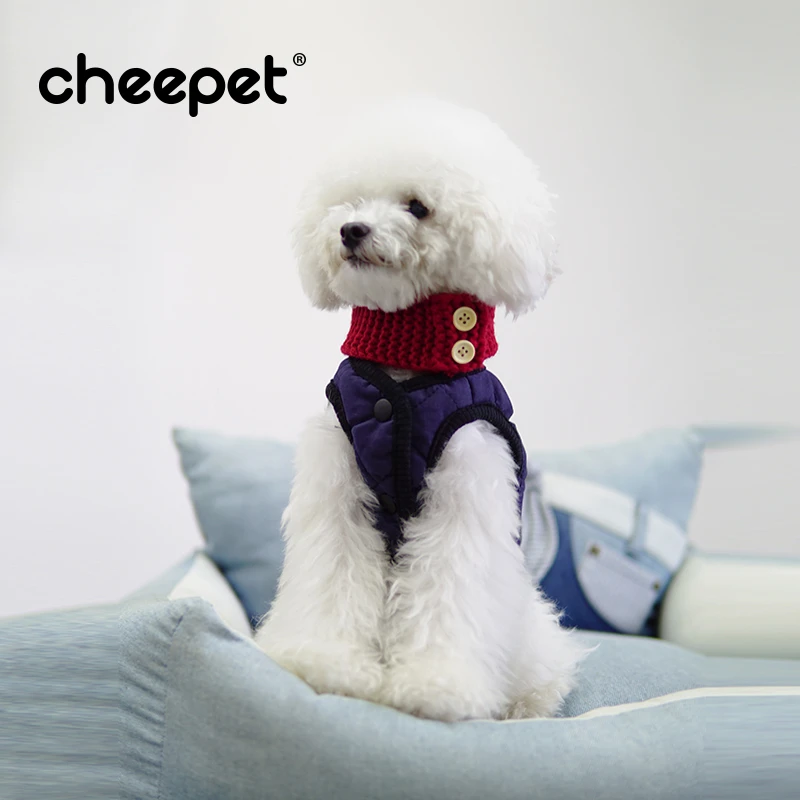cheepet/趣派狗狗猫咪纽扣围脖保暖冬季配饰泰迪马尔济斯比能搭配