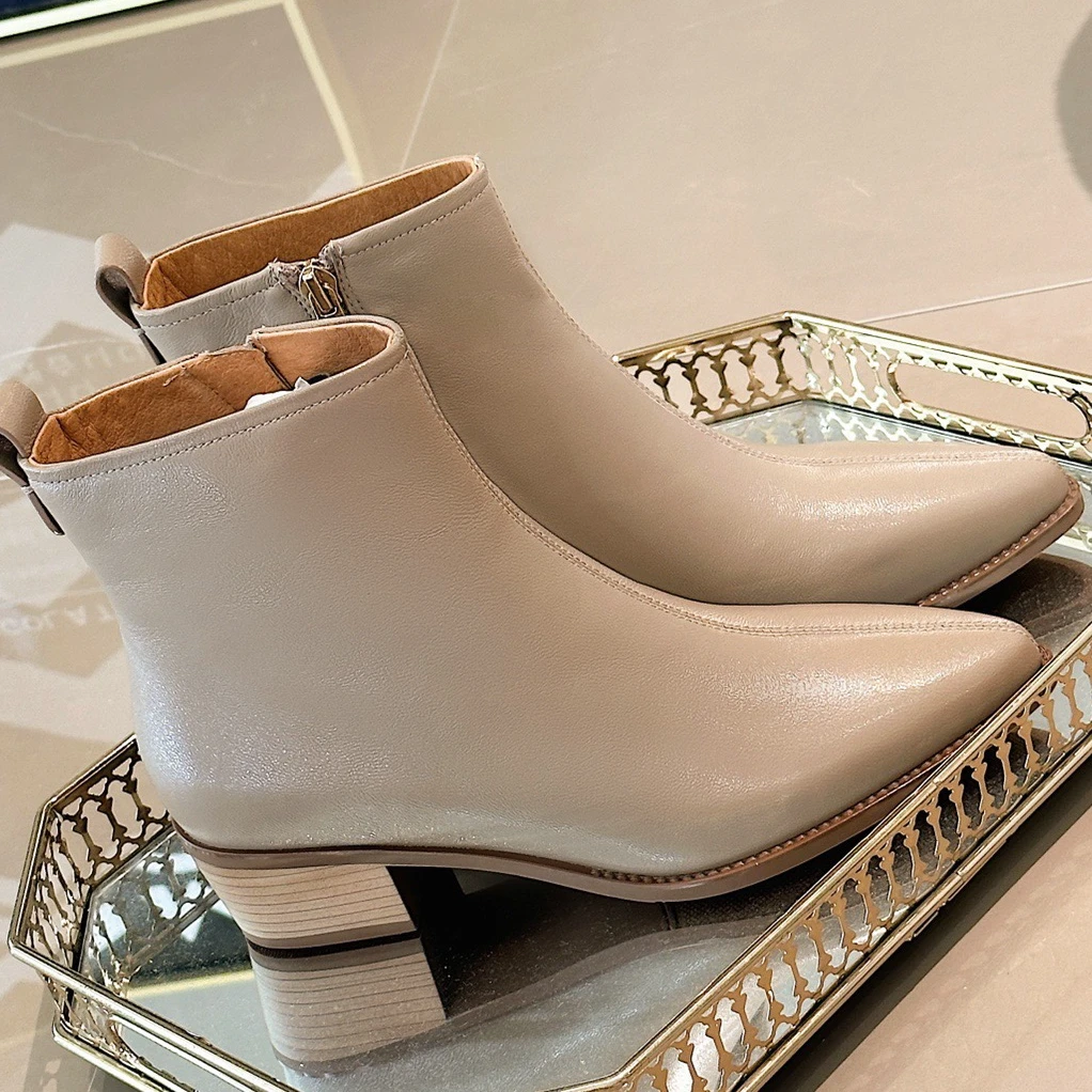 粗跟秋冬新款羊皮短靴007178