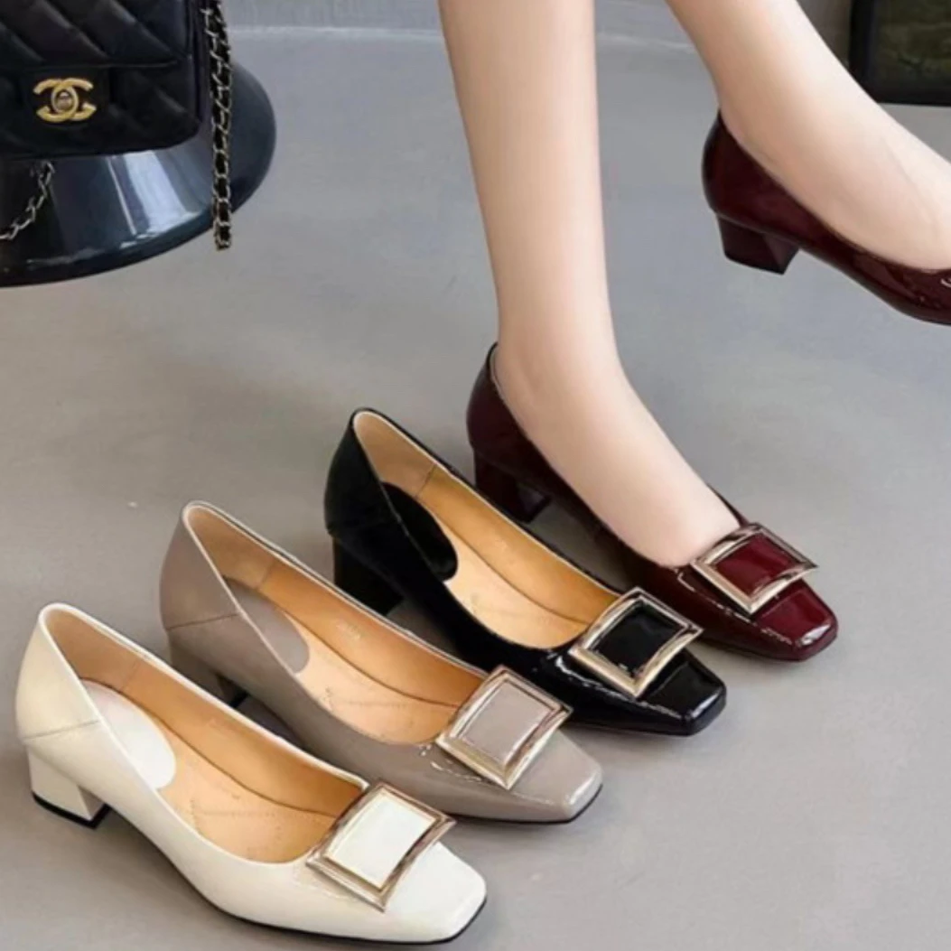 粗跟新款浅口单鞋羊皮8272002