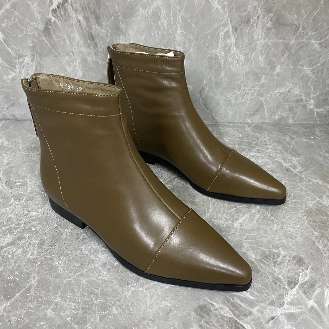 低跟秋冬新款加绒胎牛短靴165809