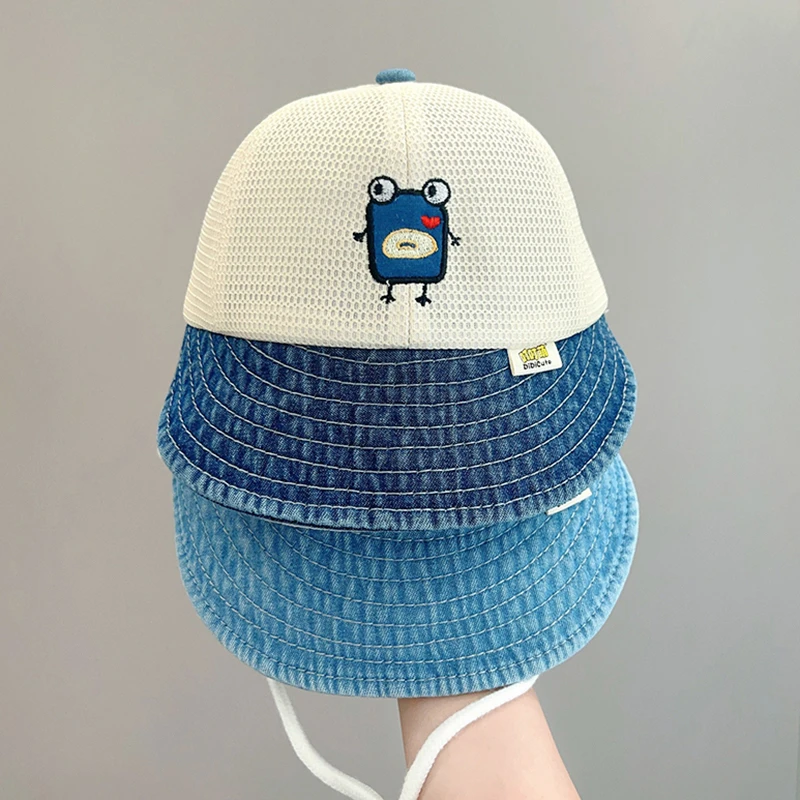 宝宝帽子夏季薄款婴幼儿遮阳防晒帽韩版网面渔夫帽大帽檐鸭舌盆帽