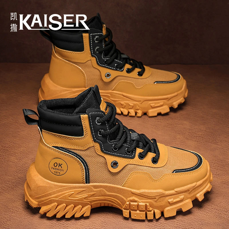 KAISER/凯撒·男鞋官方正版秋冬季新款高帮马丁靴子厚底工装老爹鞋