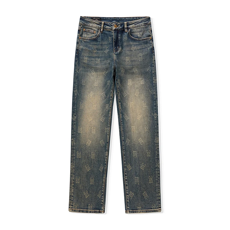 四季款8206轻奢时尚百搭宽松宽版直筒男士牛仔裤