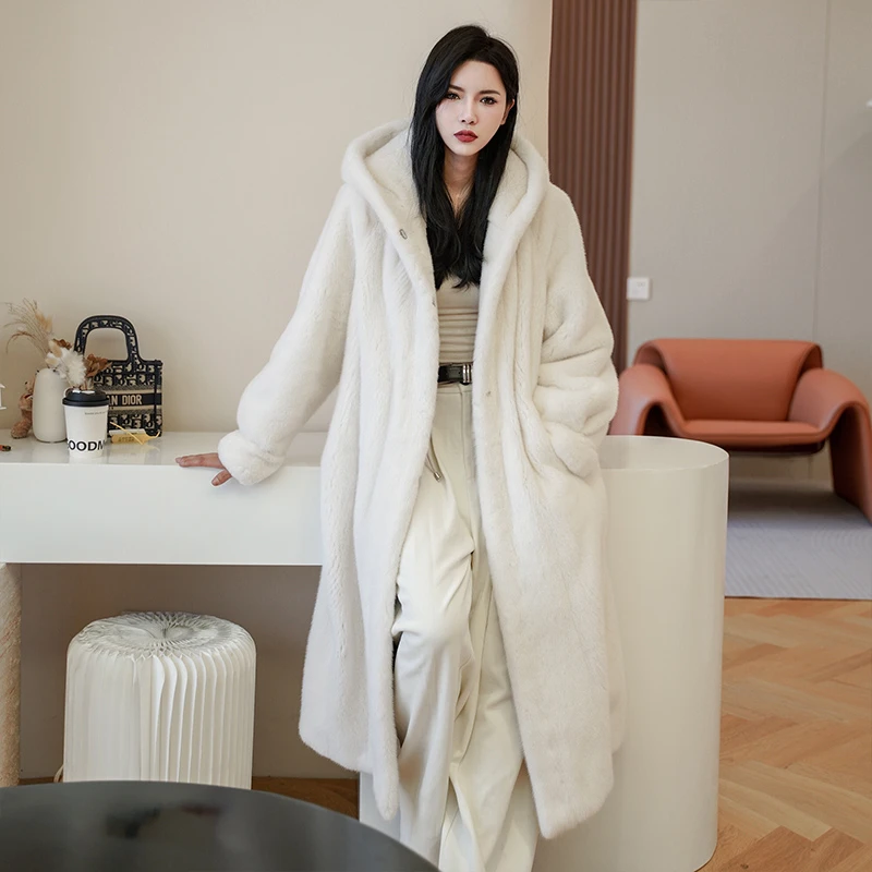 长款连帽进口紫金短二小母貂显瘦连帽外套