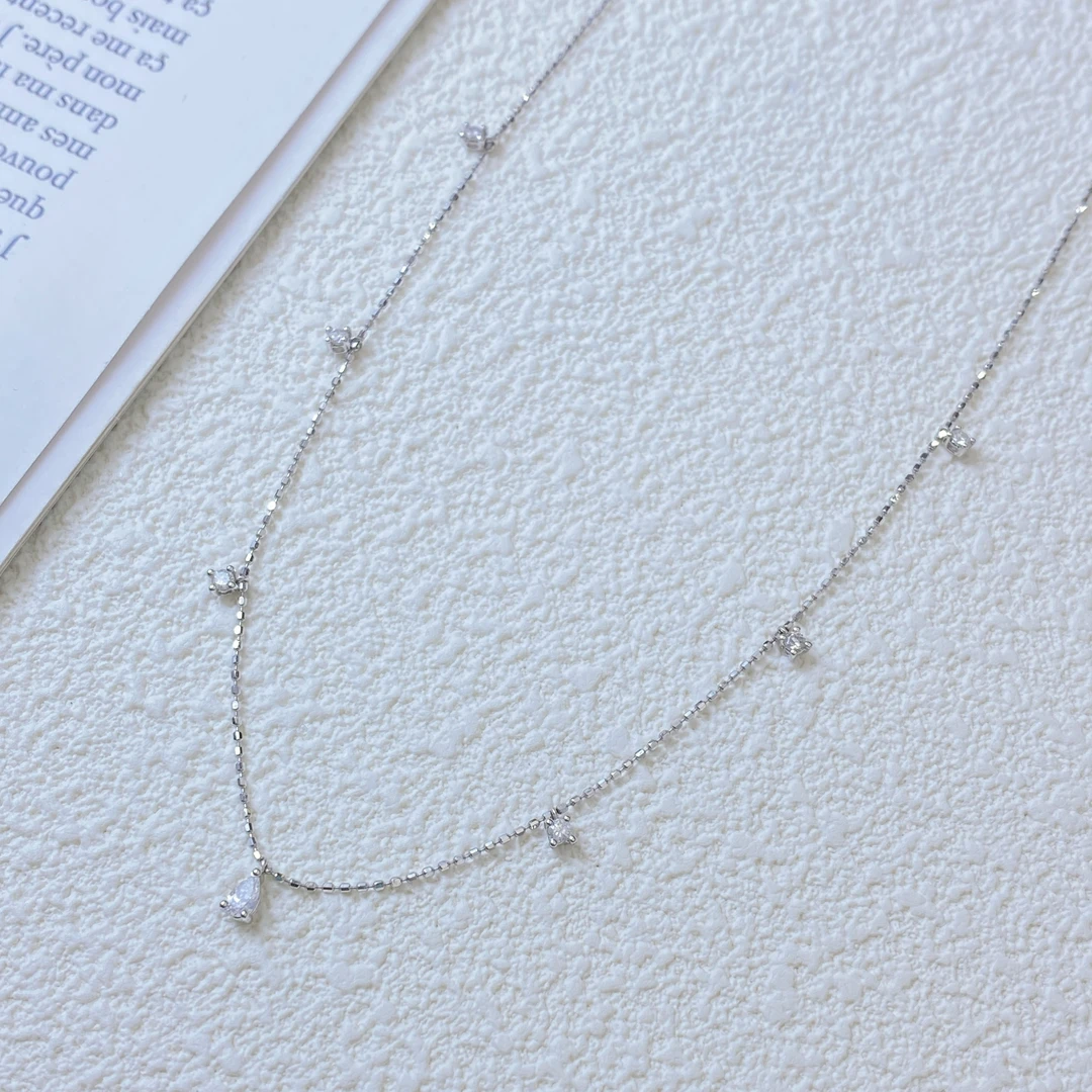 【六言精选01】【白水滴满天星】项链18K金镶嵌钻石