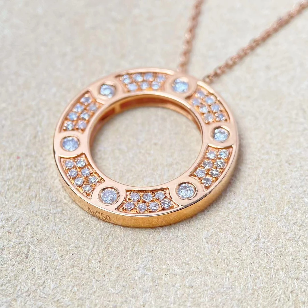 【六言精选01】玫瑰金饼吊坠（不含链）18K金镶嵌