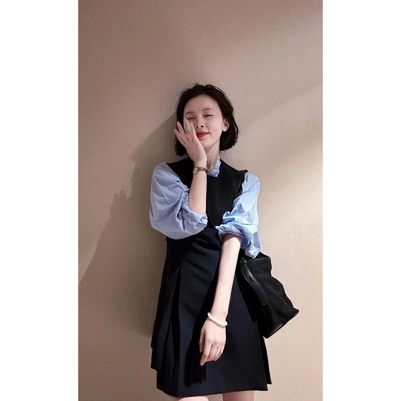 2025春装韩版ins简约高级感设计感宽松百搭背心无袖连衣裙