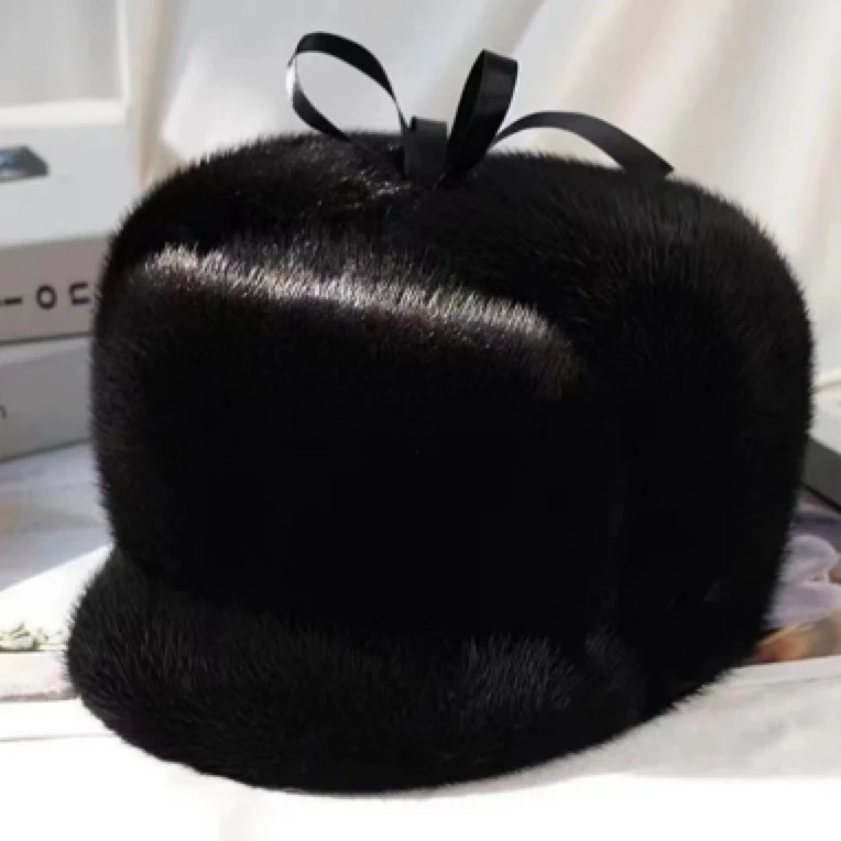 新四军水貂帽中老年冬季短檐帽子男士冬季保暖雷锋帽整貂制作