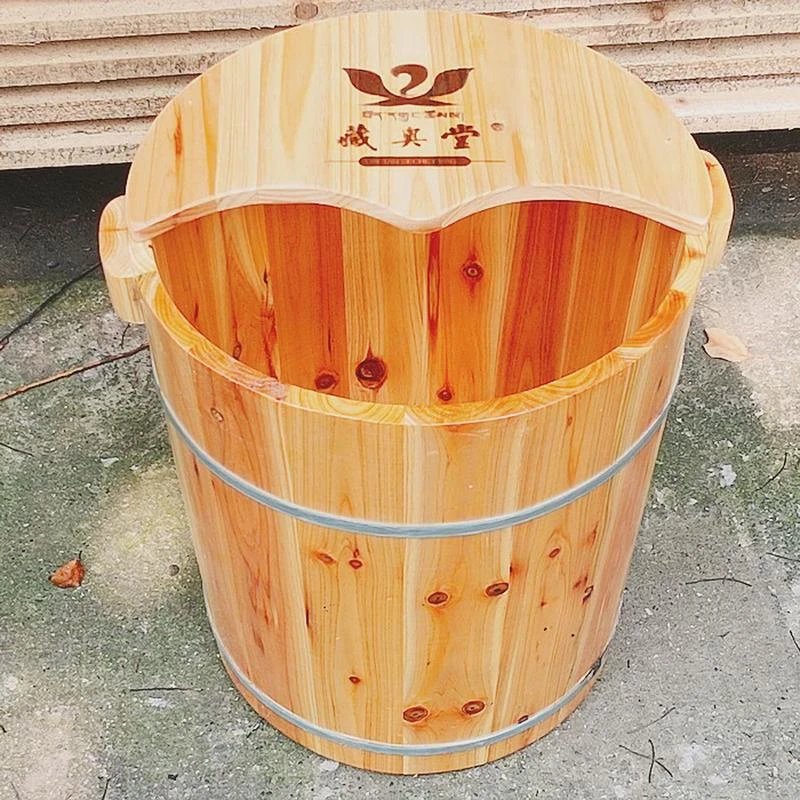 40高藏药泡脚实木洗脚木桶泡脚桶家用足浴桶熏蒸足三里过小腿