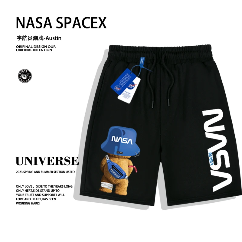 NASA&MMLG夏季短裤宽松休闲男青少年潮牌新款高档爆款运动五分裤