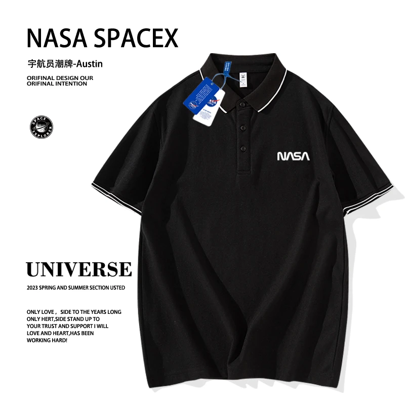 NASA新款时尚男士休闲商务polo衫夏季透气高级宽松百搭半袖T恤