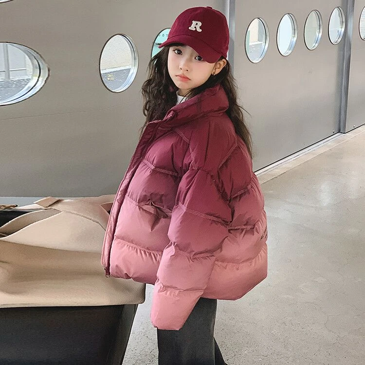 【品牌】女童渐变棉服冬装外套2024新款儿童冬季洋气棉衣大童冬款
