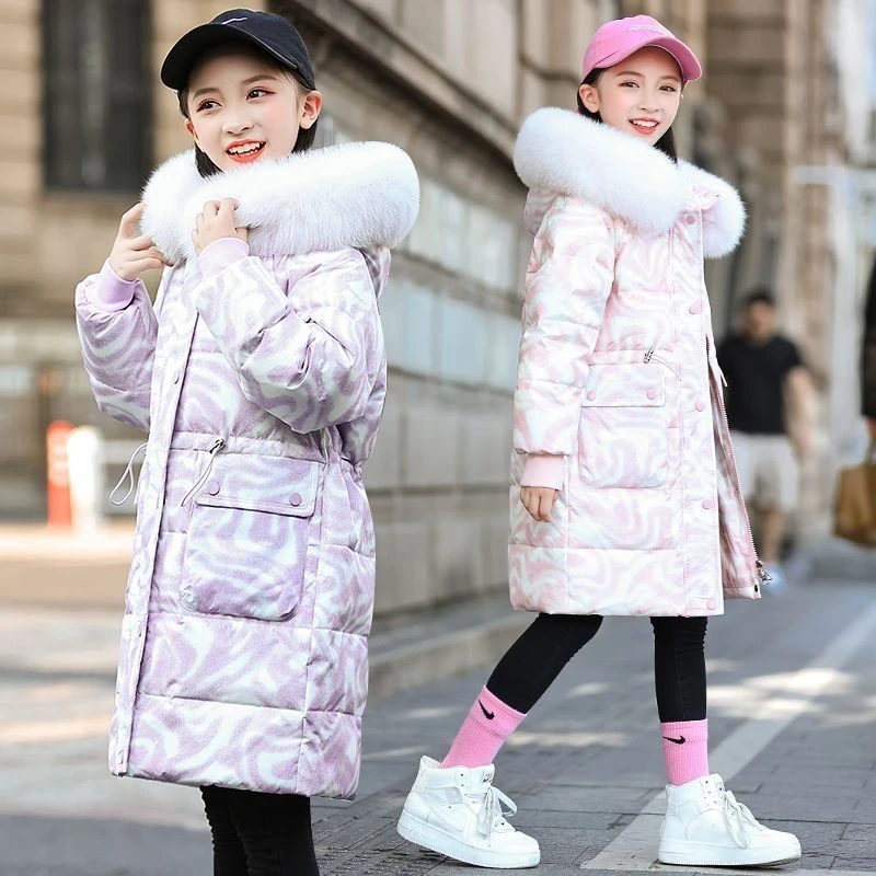 【品牌】儿童羽绒棉服2023女中大童长款棉袄女孩加绒加厚免洗洋气