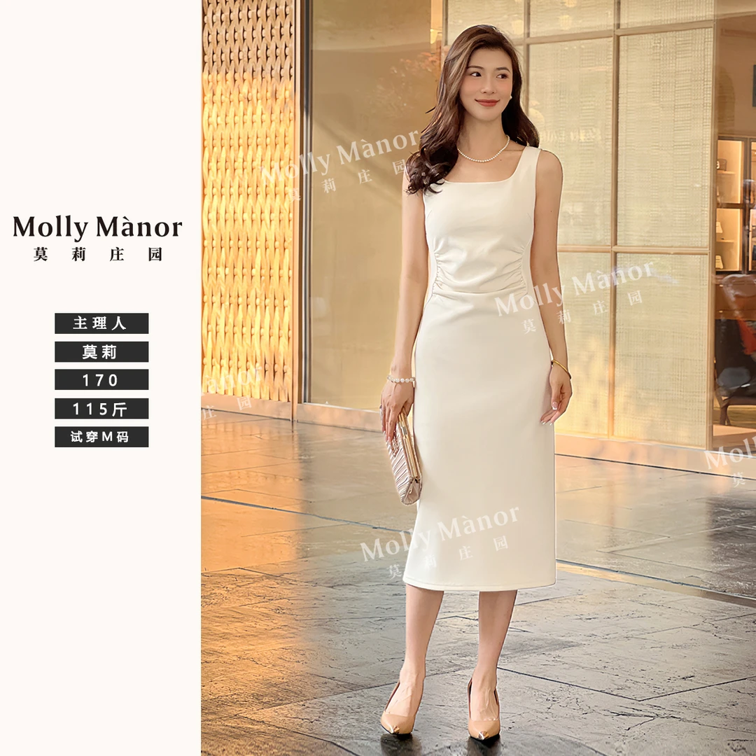 莫莉庄园 女装连衣裙气质夏季法式修身无袖24057