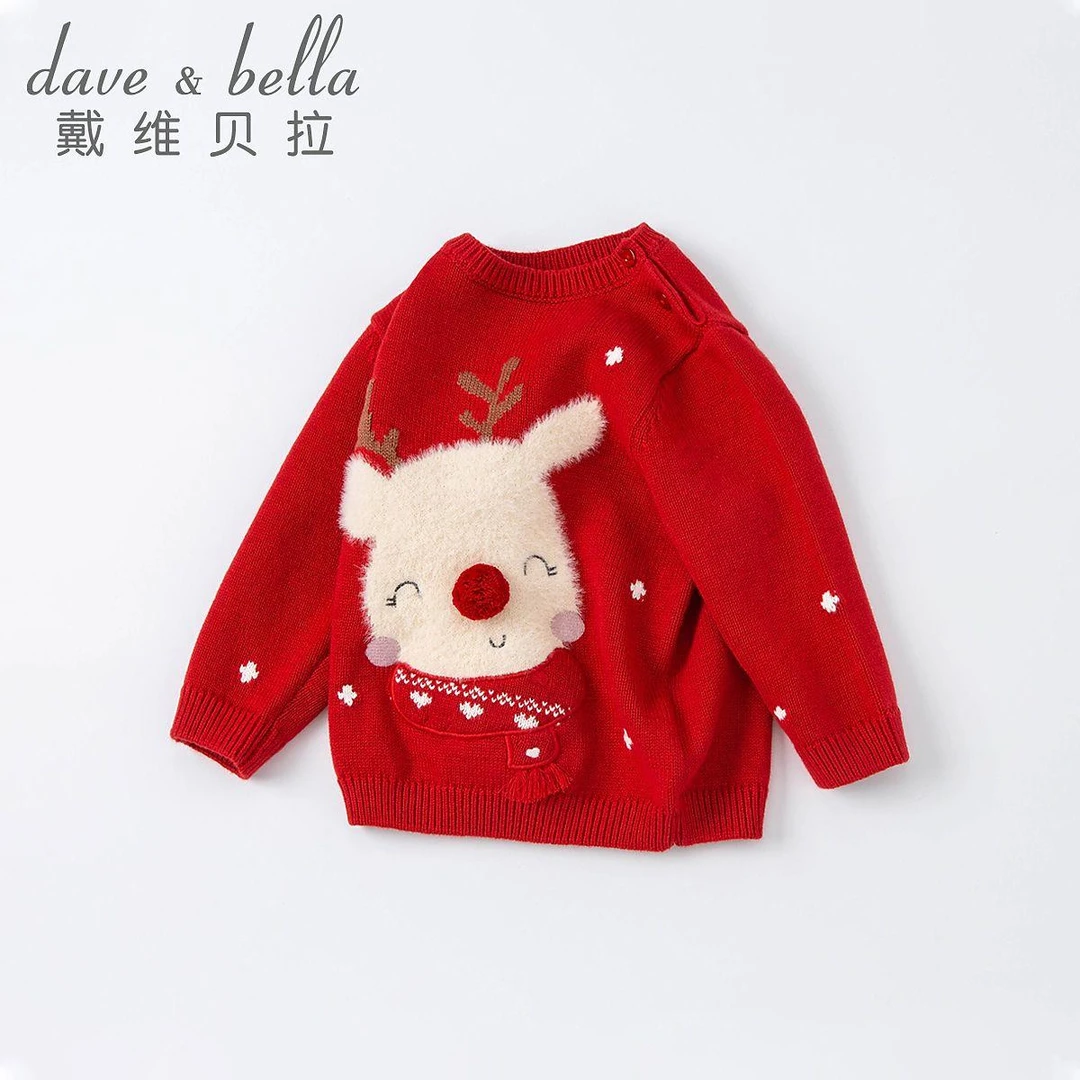 【圣诞新年款】戴维贝拉女童毛衣新款儿童套头衫宝宝上衣DBJ19940