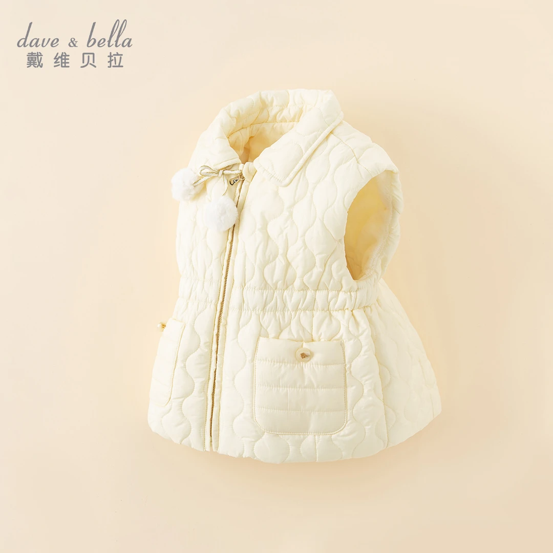 戴维贝拉儿童马甲2023秋冬新女宝宝加绒背心洋气坎肩DB4237875