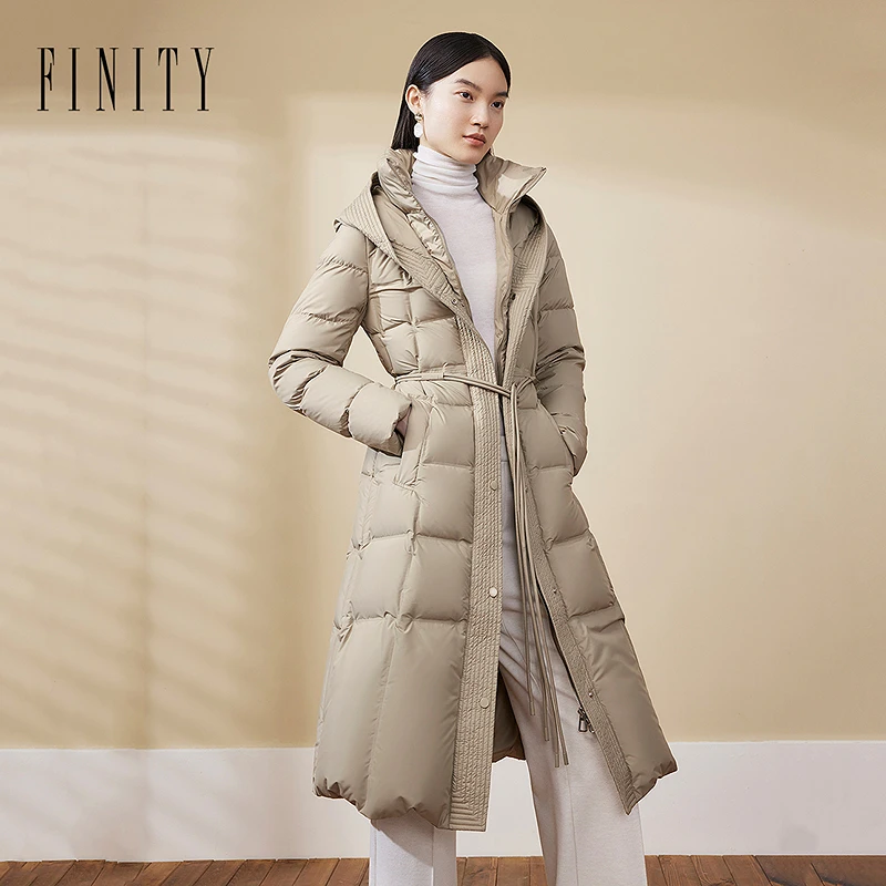 FINITY菲妮迪新款羽绒服时尚休闲女士宽松潮流加厚保暖韩版过膝