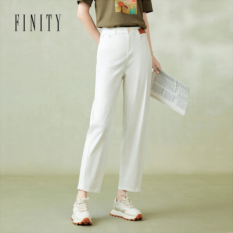 FINITY春夏新品裤子直筒九分裤显瘦休闲裤高腰时尚百搭女士夏季