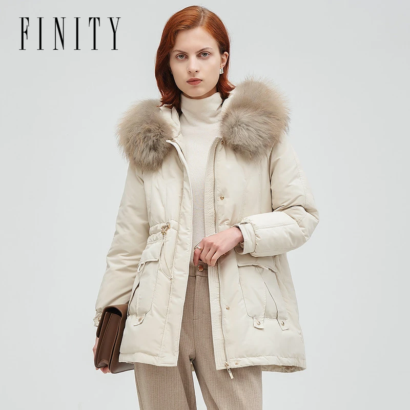 【籽言专属】FINITY 冬季新款羽绒服白鸭绒中长款羽绒服 F21UD6511Y