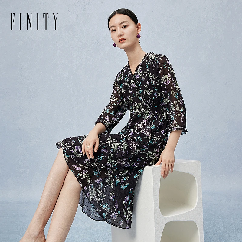 【小水专属】FINITY 新款气质连衣裙连衣裙时尚女士复古 F21X2C02L5