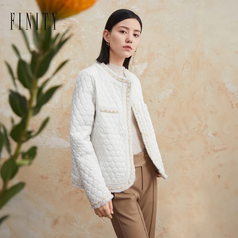FINITY2023年冬季新款棉衣女拼接保暖休闲气质时尚长袖短款外套女
