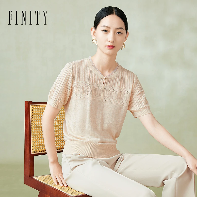 FINITY春夏新品菲妮迪短袖气质洋气中老年时尚休闲夏季中年薄款