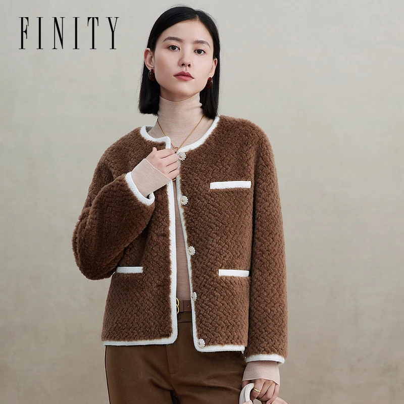 【籽言专属】FINITY 新款撞色复古拼接小香风圆领外套 F21W9C07G2