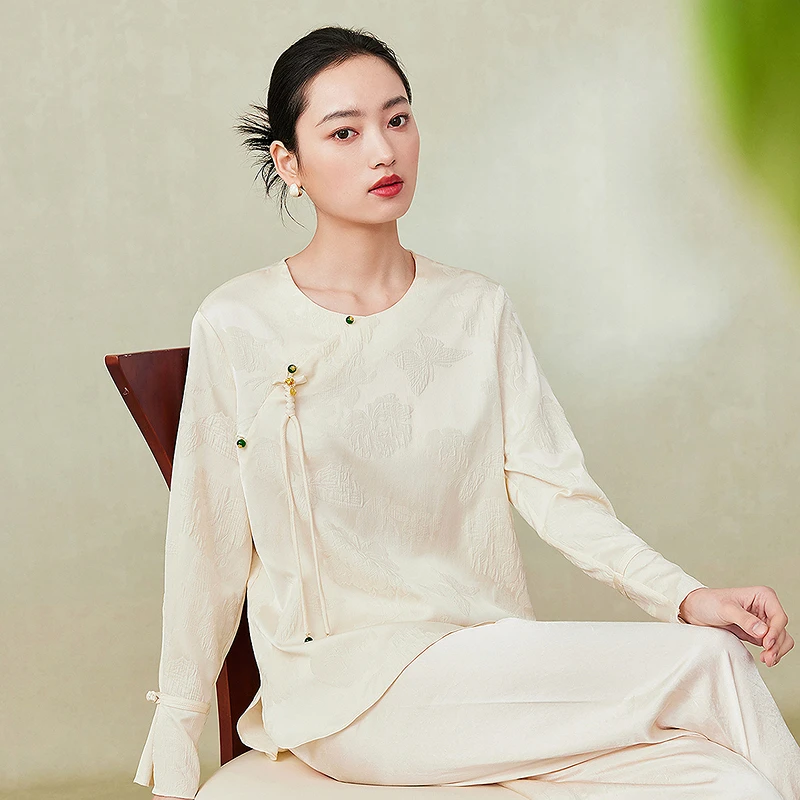 【小水专属】FINITY 新款斜襟套头衫春秋中式中国风 F21X2A49T5