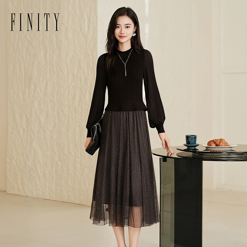 【小水专属】FINITY 新品连衣裙宽松显瘦气质针织时尚 F21X7C08N5