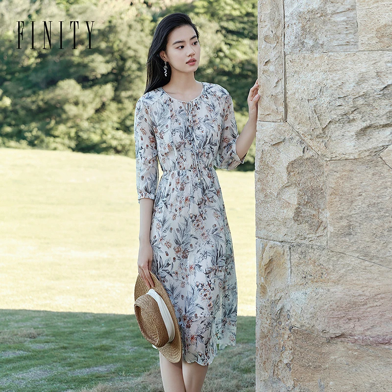 【立子专属】 FINITY 新品连衣裙显瘦气质时尚复古 F21X6C10L5