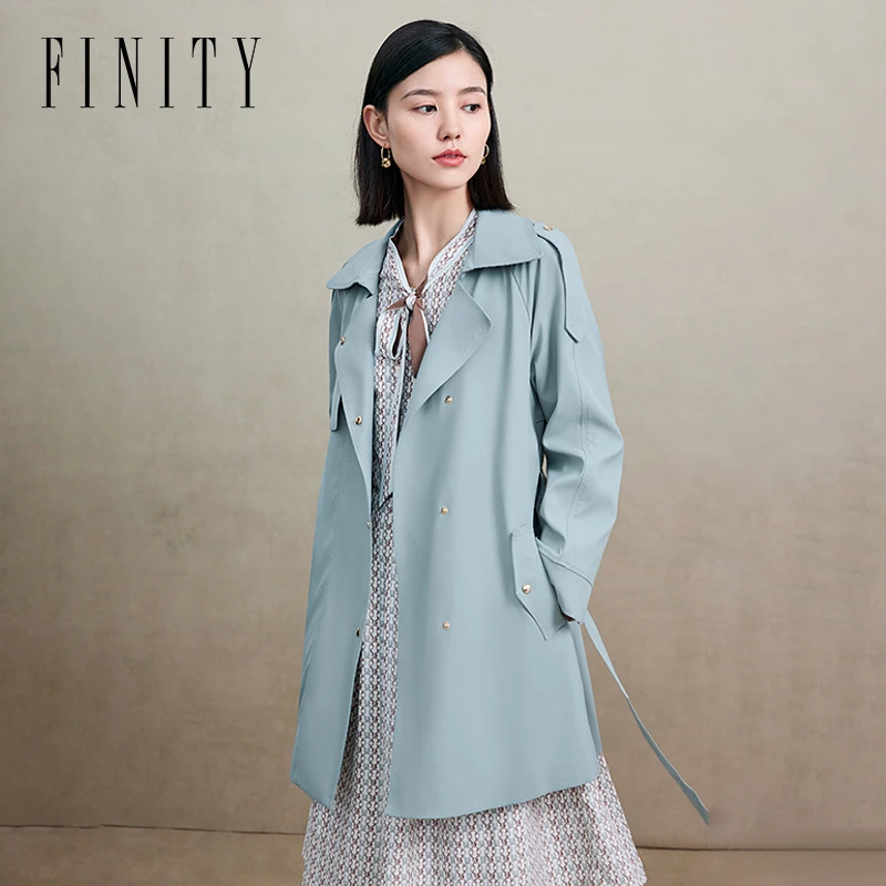 【立子专属】FINITY 新款气质时尚中长款长袖通勤风衣 F21W6B19F4